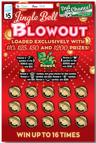 Jingle Bell Blowout scratch-off ticket