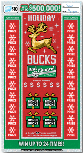 Holiday Bucks scratch-off ticket