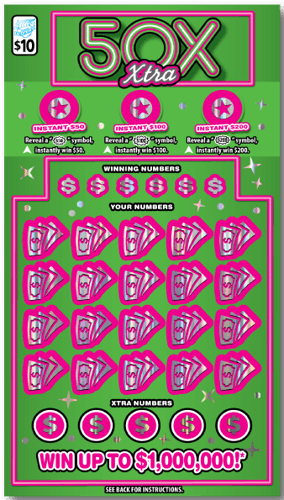 50X Xtra scratch-off ticket