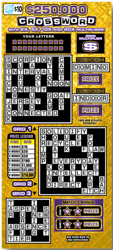 $250,000 Crossword scratch-off ticket