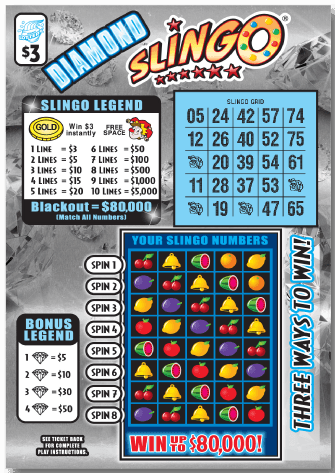 Diamond Slingo scratch-off ticket