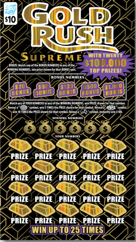Gold Rush Supreme scratch-off ticket