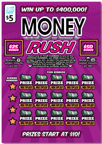 Money Rush scratch-off ticket