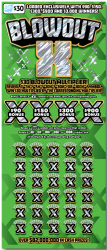 Blowout X scratch-off ticket