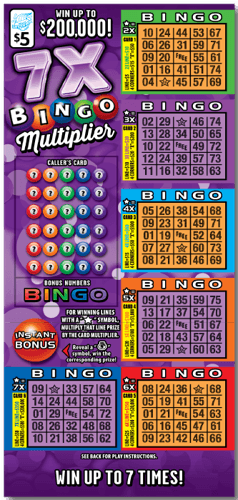 7X Bingo Multiplier scratch-off ticket