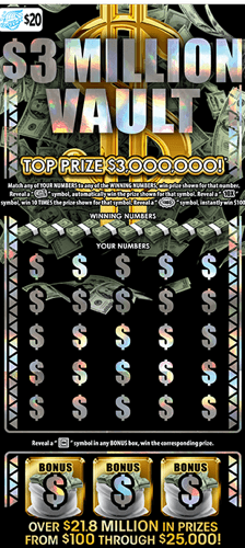 $3 Million Vault scratch-off ticket
