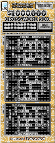 $1,000,000 Crossword 50X scratch-off ticket
