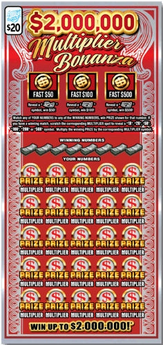 $2,000,000 Multiplier Bonanza scratch-off ticket