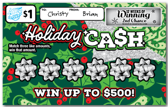 Holiday Ca$h scratch-off ticket