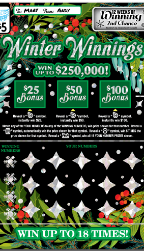 Winter Winnings scratch-off ticket