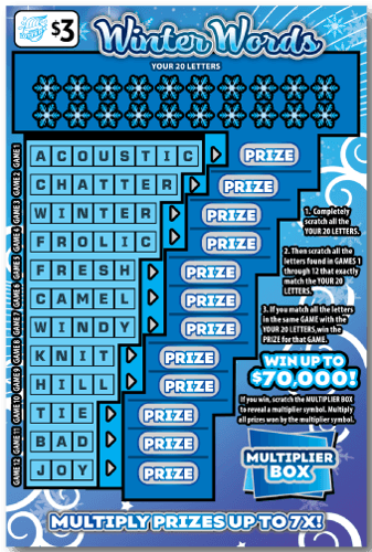 Winter Words scratch-off ticket