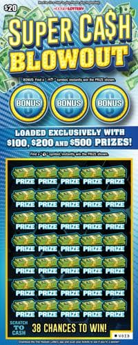 SUPER CASH BLOWOUT scratch-off ticket