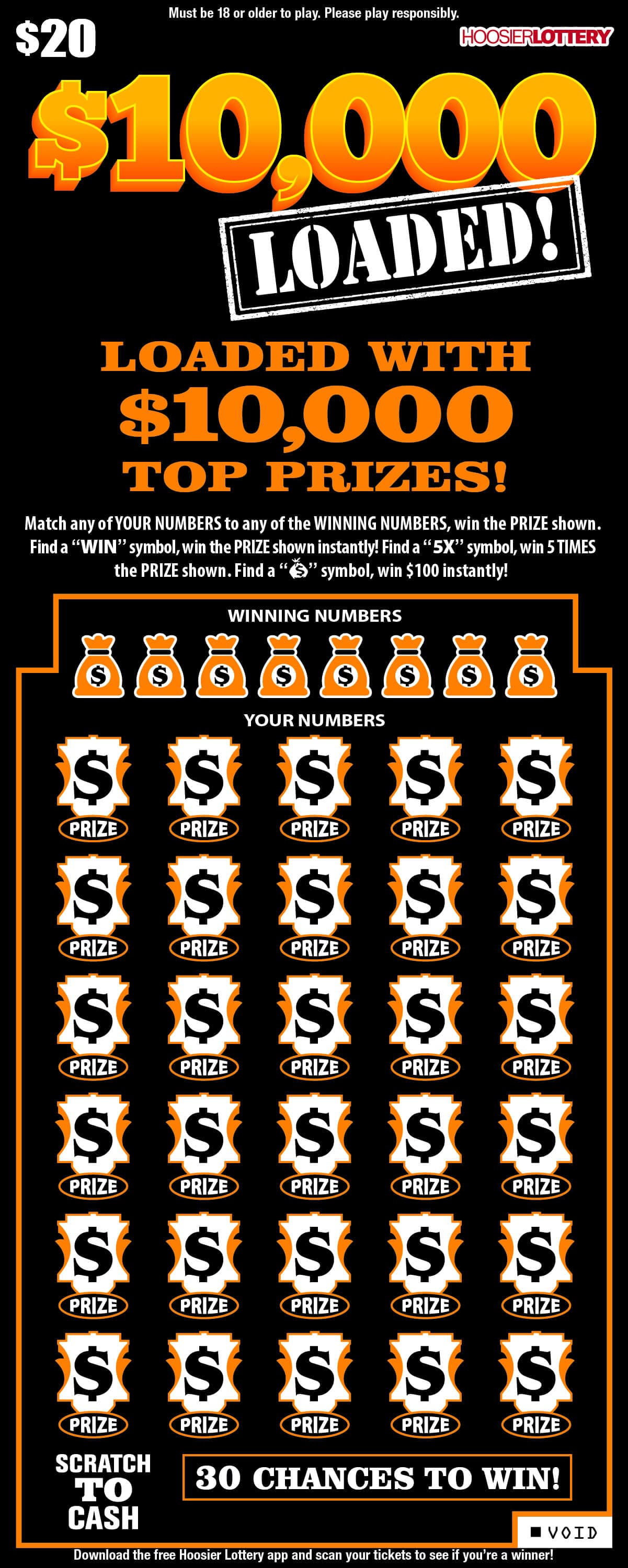 $10,000 LOADED! scratch-off ticket