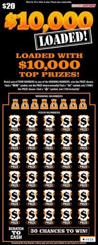 $10,000 LOADED! scratch-off ticket