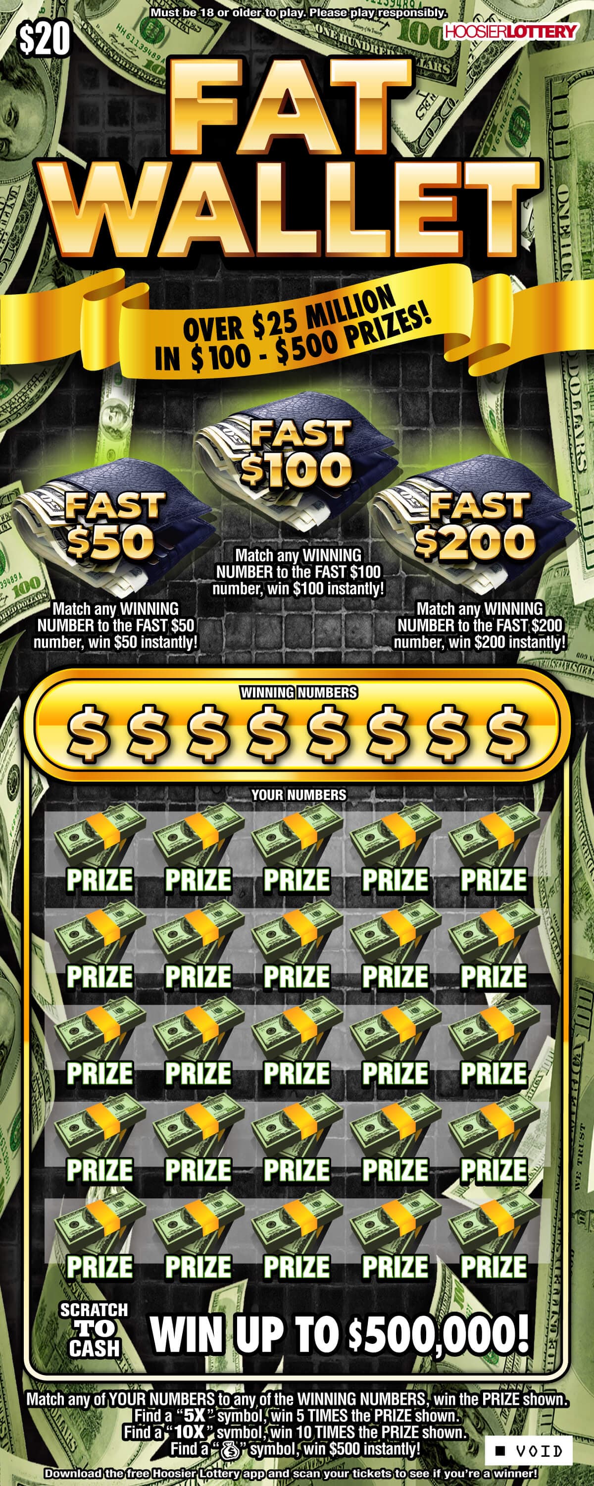FAT WALLET scratch-off ticket