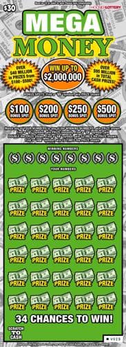 MEGA MONEY scratch-off ticket