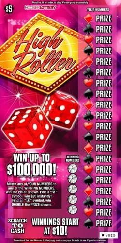 HIGH ROLLER scratch-off ticket