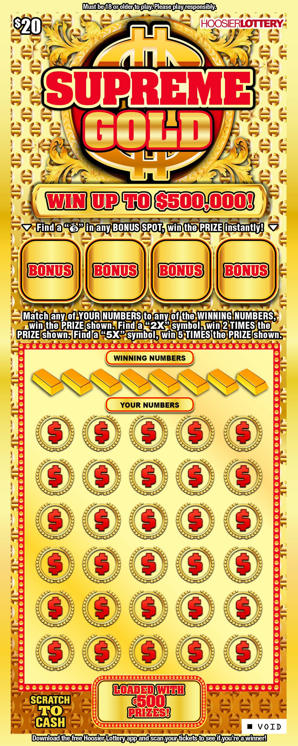 SUPREME GOLD scratch-off ticket