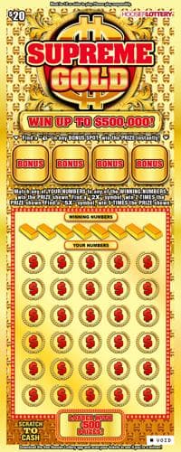 SUPREME GOLD scratch-off ticket