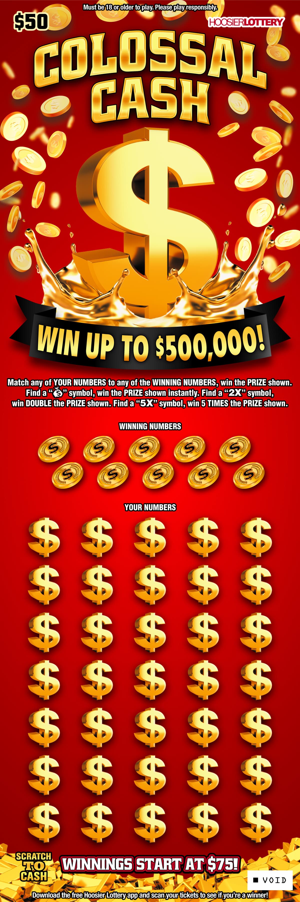 COLOSSAL CASH scratch-off ticket