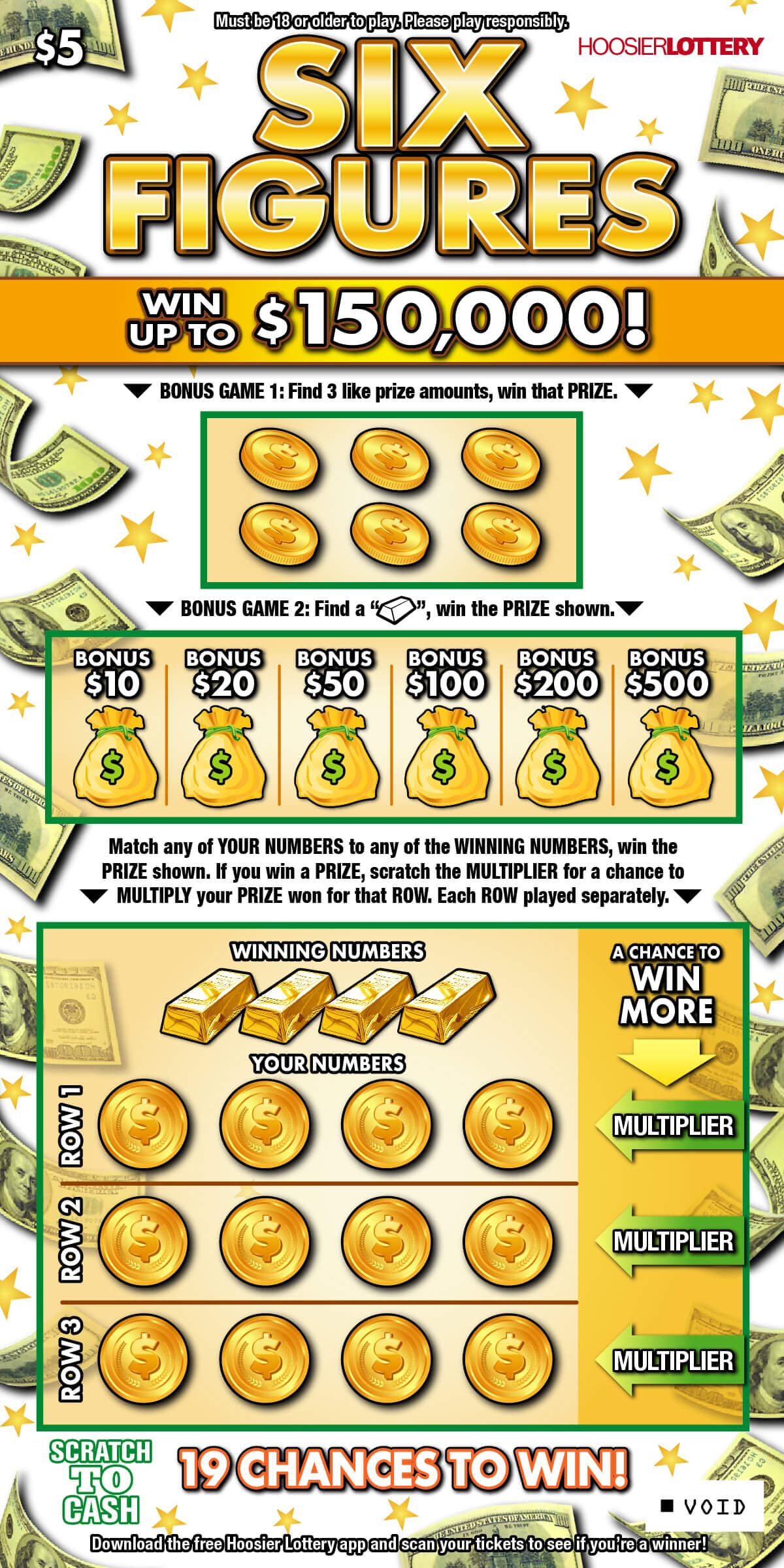 SIX FIGURES scratch-off ticket
