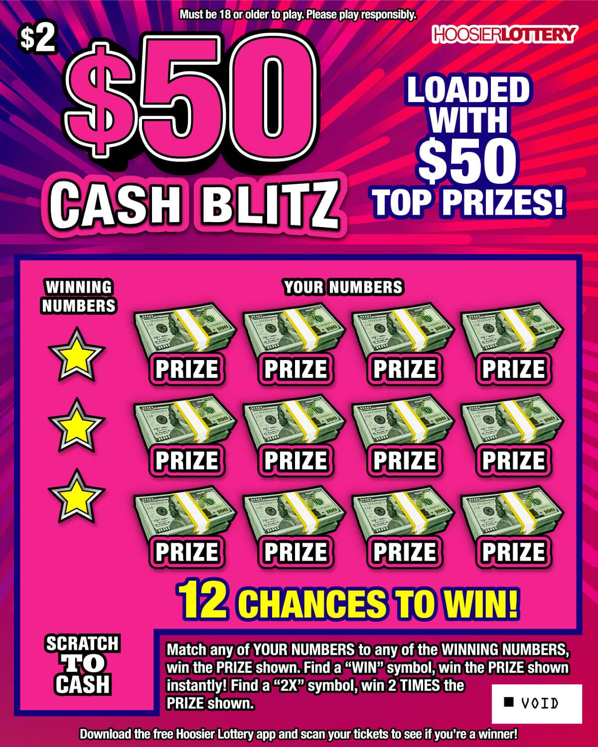 $50 CASH BLITZ scratch-off ticket
