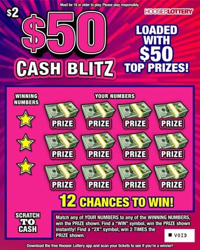 $50 CASH BLITZ scratch-off ticket