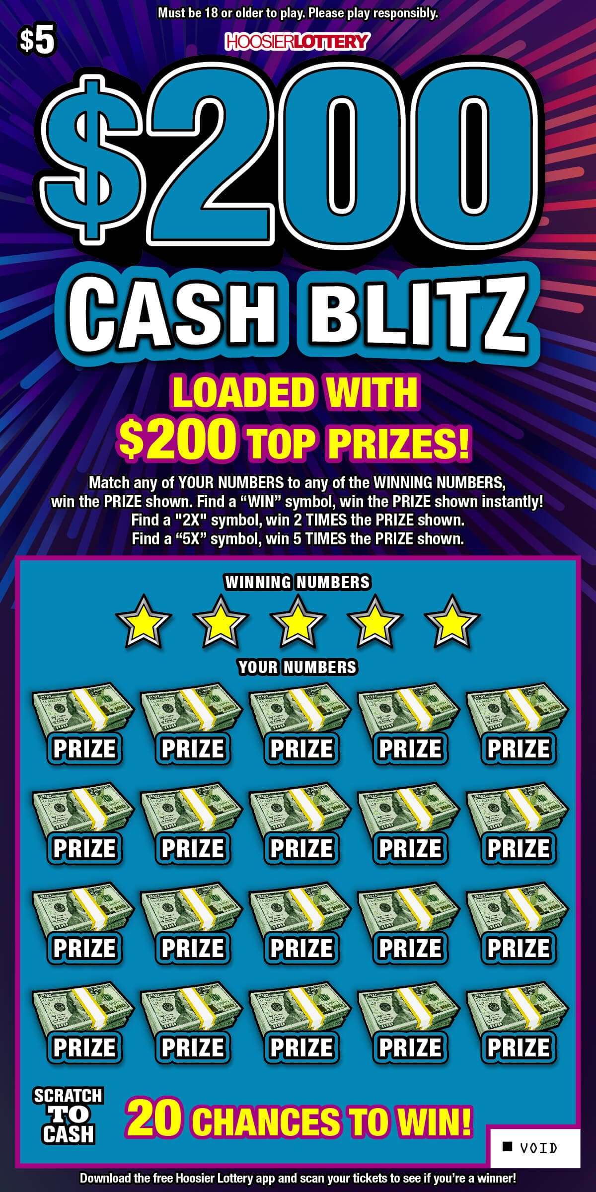 $200 CASH BLITZ scratch-off ticket