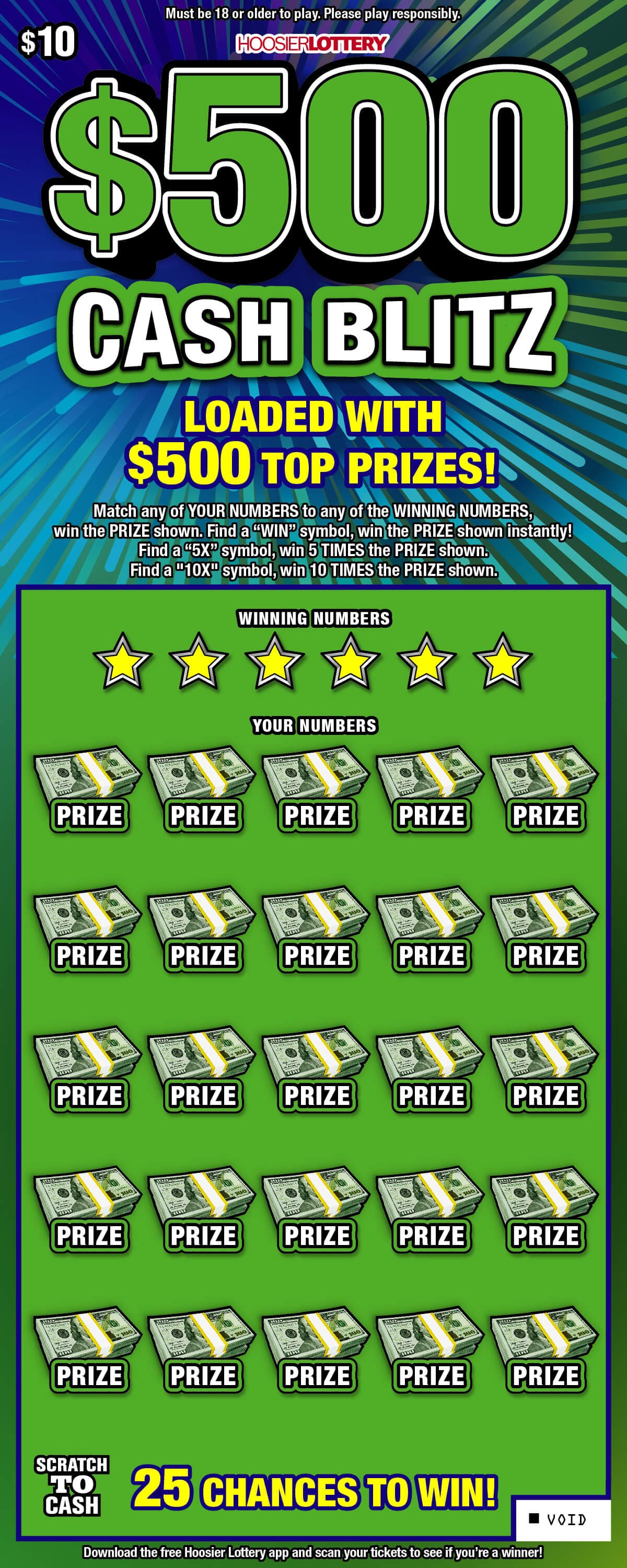$500 CASH BLITZ scratch-off ticket
