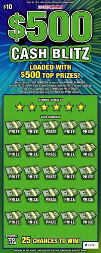 $500 CASH BLITZ scratch-off ticket