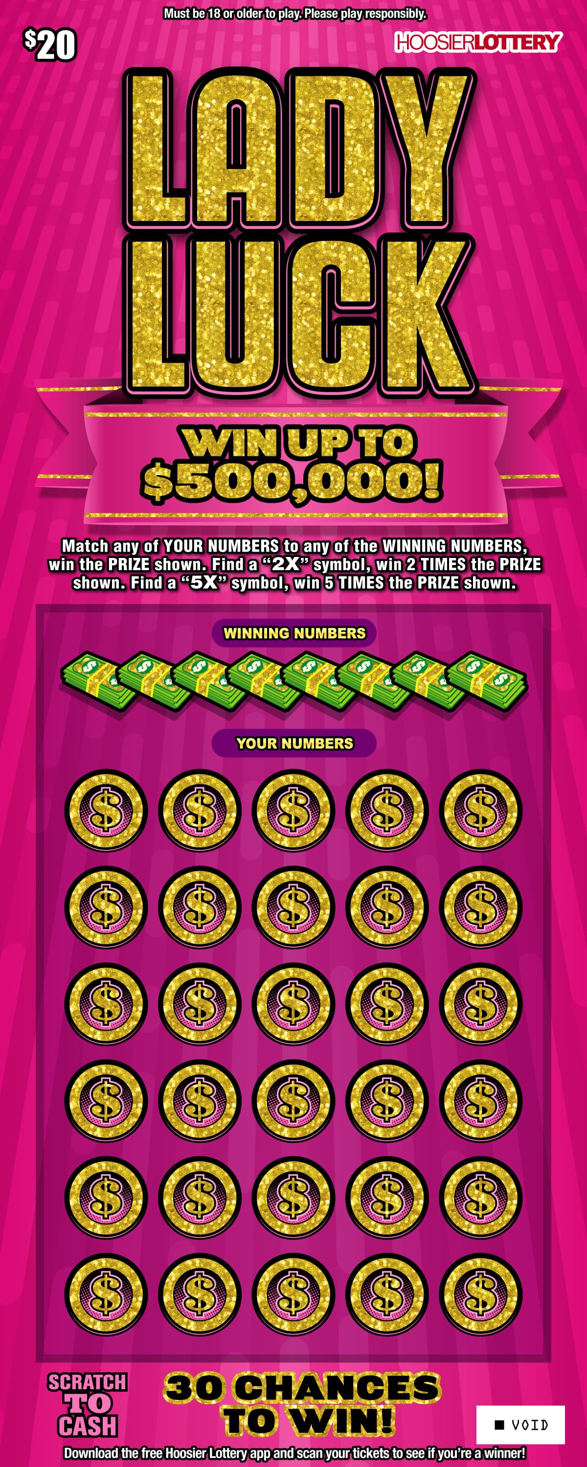 LADY LUCK scratch-off ticket