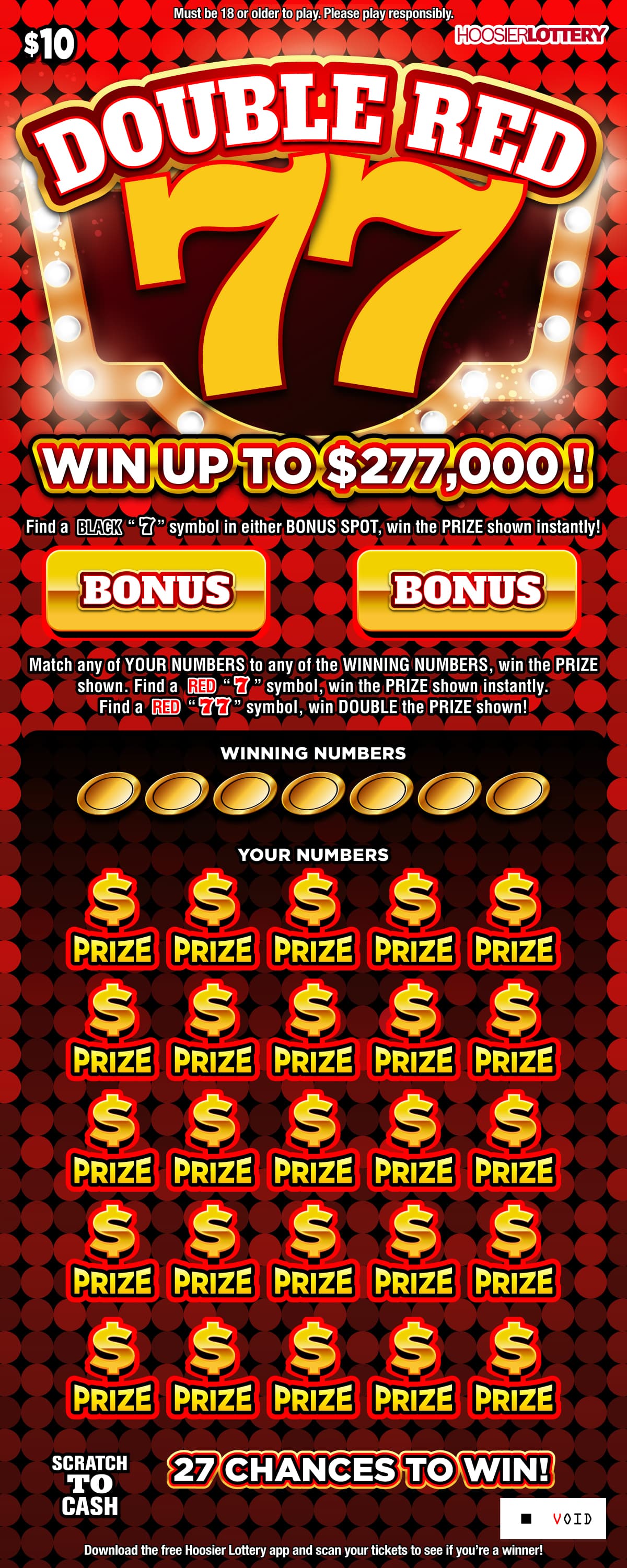 DOUBLE RED 77 scratch-off ticket