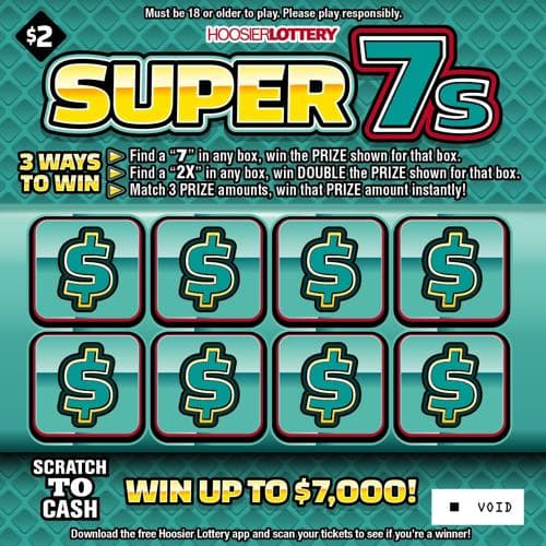 SUPER 7S scratch-off ticket