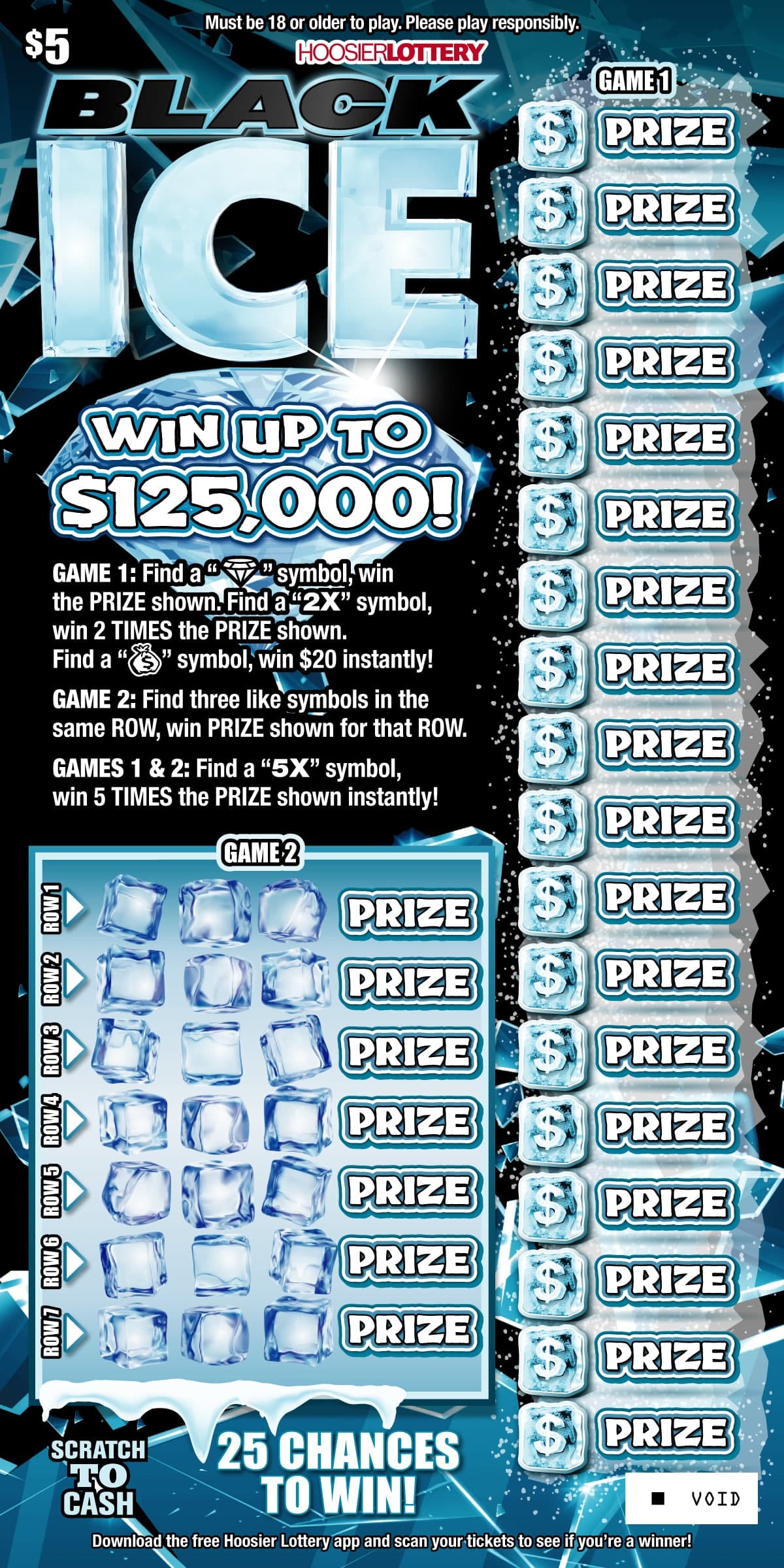 BLACK ICE scratch-off ticket
