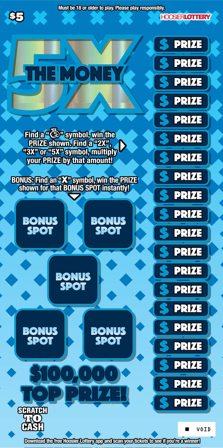 5X THE MONEY scratch-off ticket