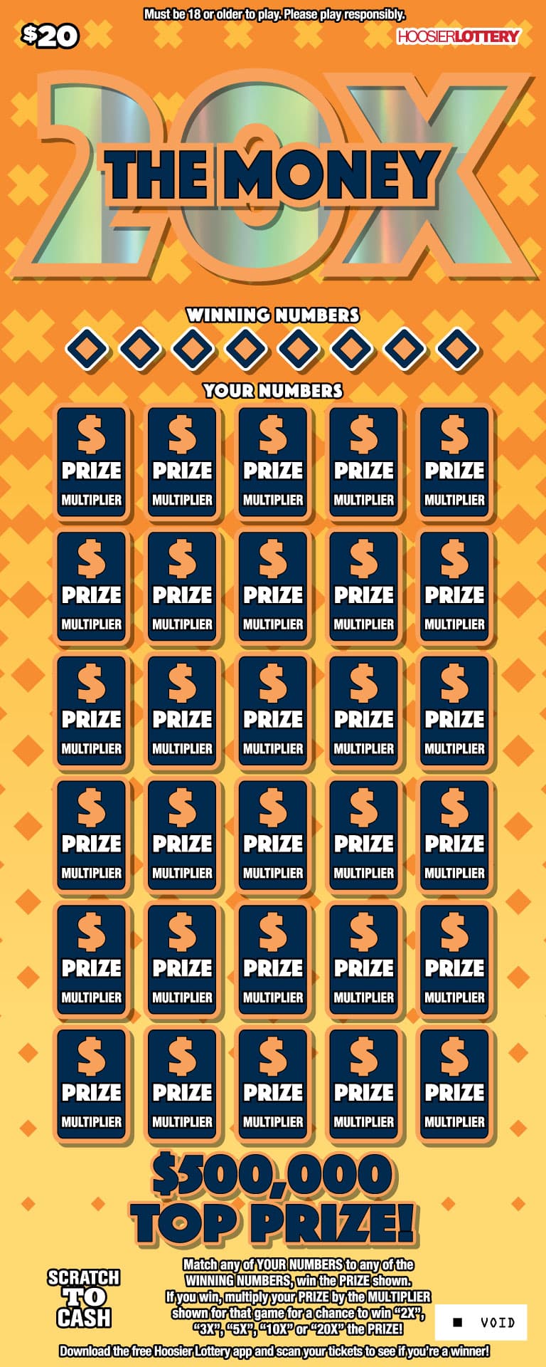 20X THE MONEY scratch-off ticket