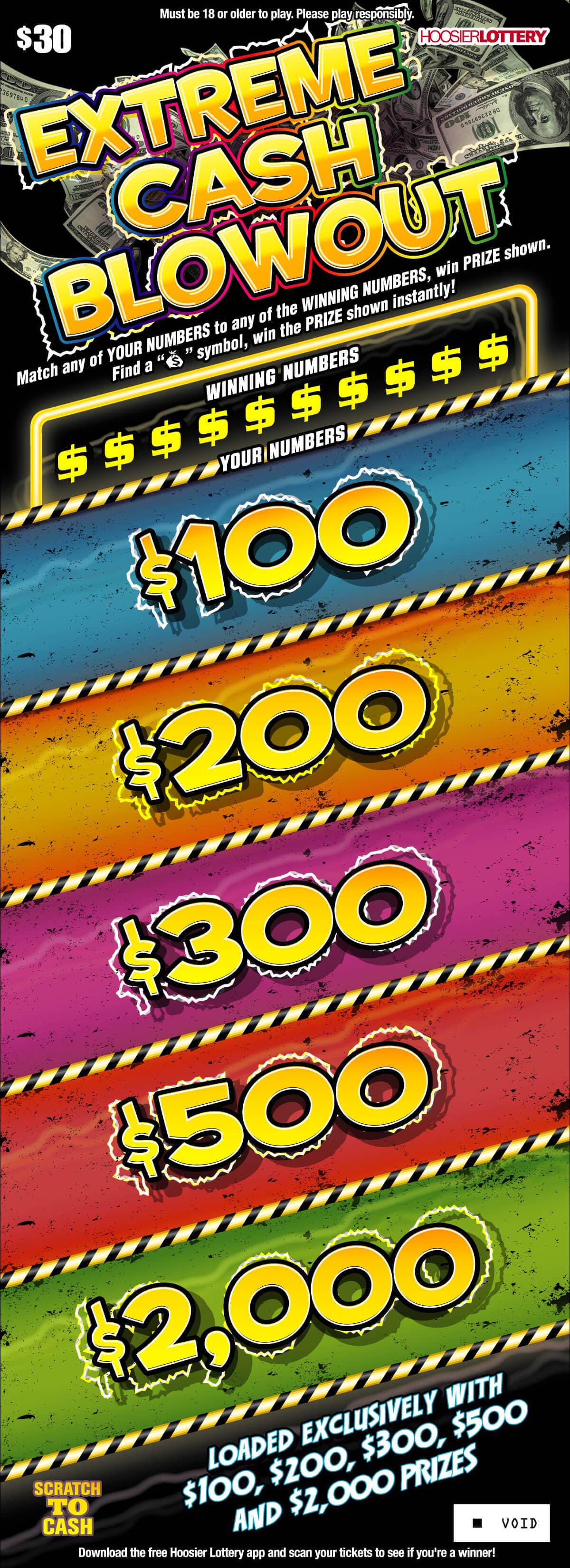 EXTREME CASH BLOWOUT scratch-off ticket