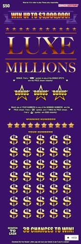 LUXE MILLIONS scratch-off ticket