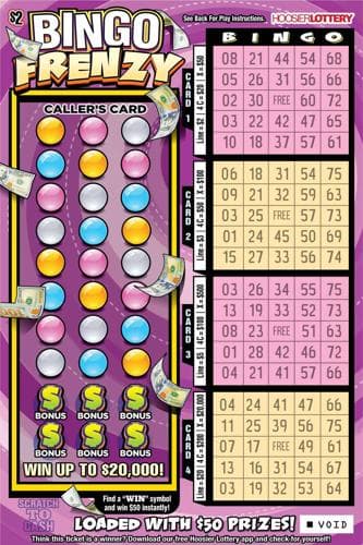 BINGO FRENZY scratch-off ticket