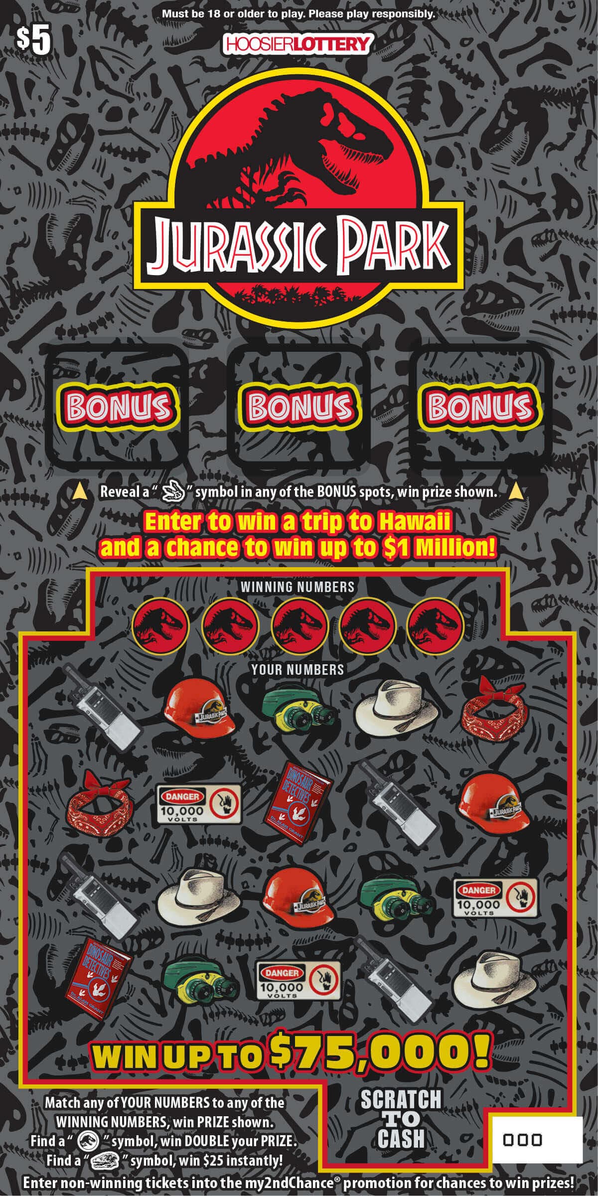 JURASSIC PARK scratch-off ticket