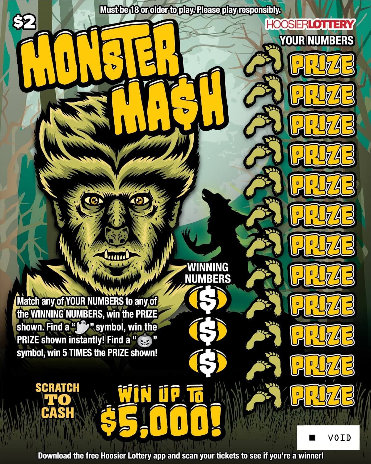 MONSTER MA$H scratch-off ticket