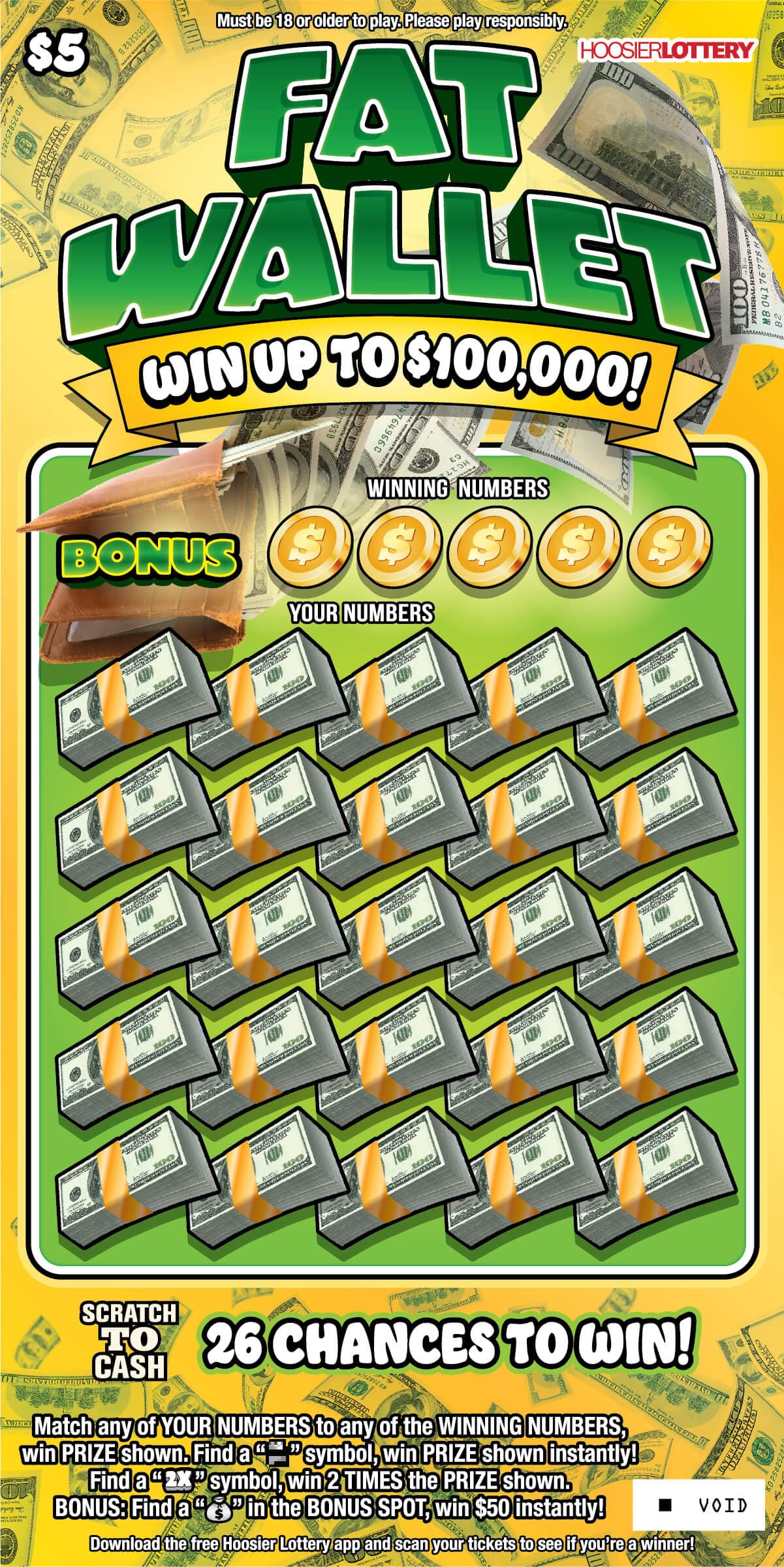 FAT WALLET scratch-off ticket