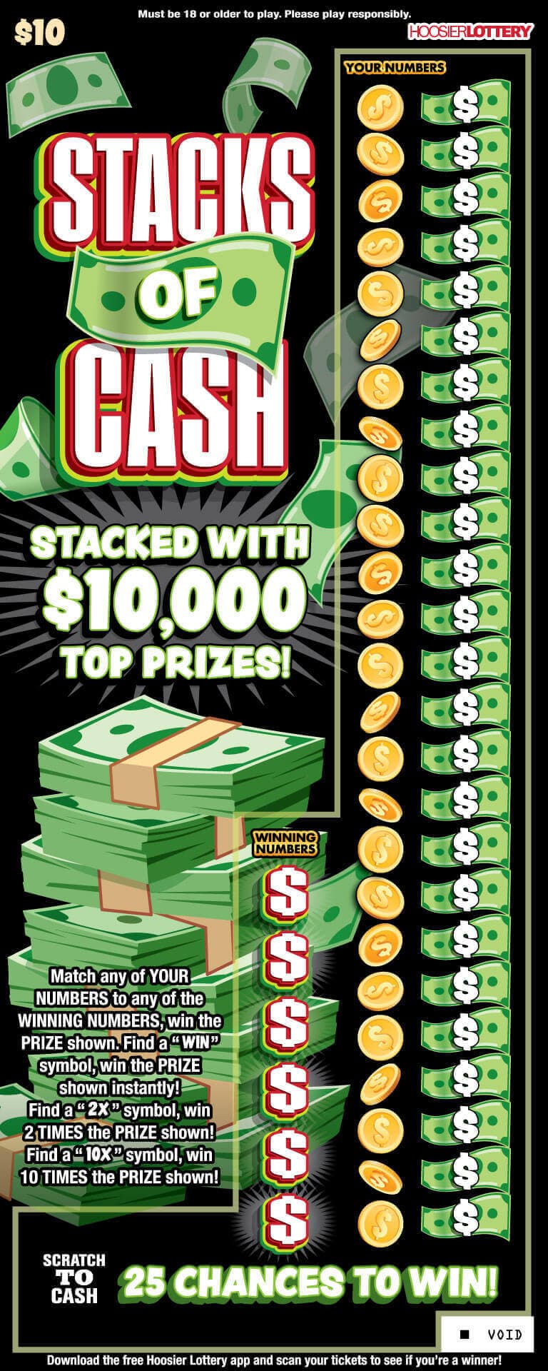 STACKS OF CASH scratch-off ticket