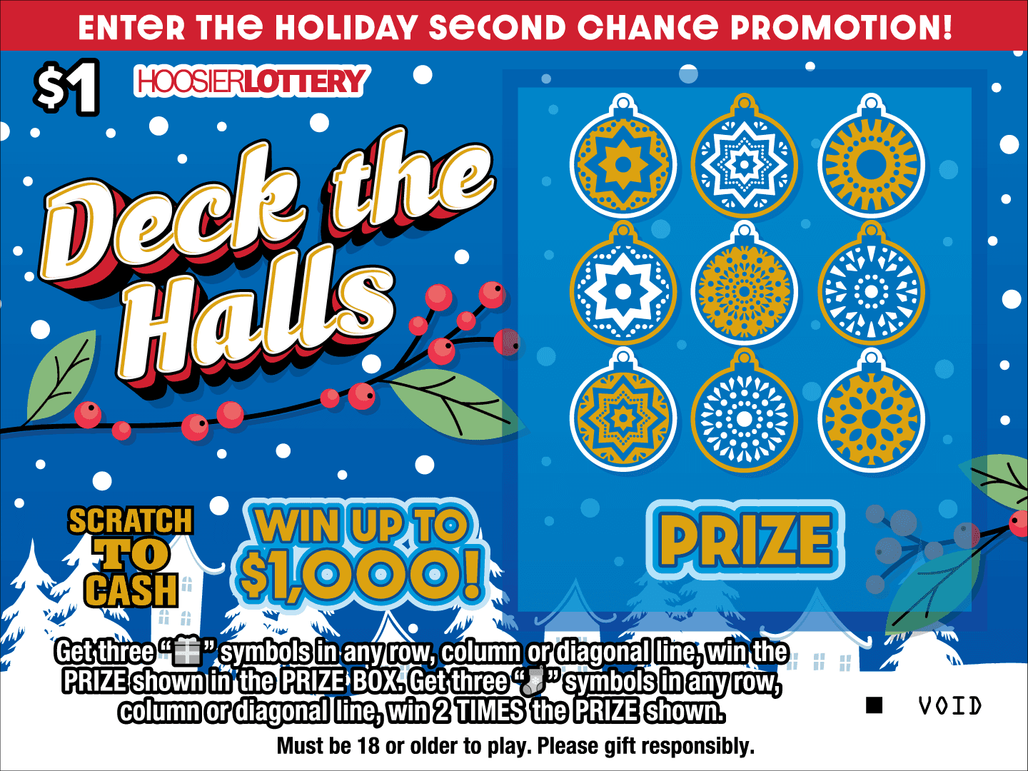 DECK THE HALLS scratch-off ticket