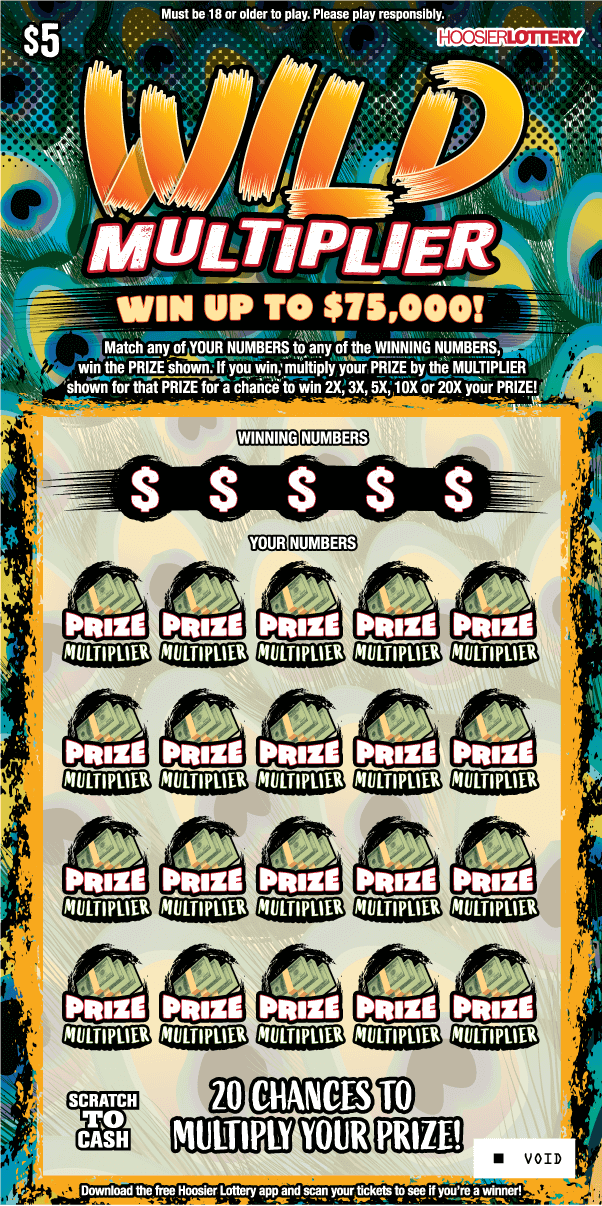 WILD MULTIPLIER scratch-off ticket