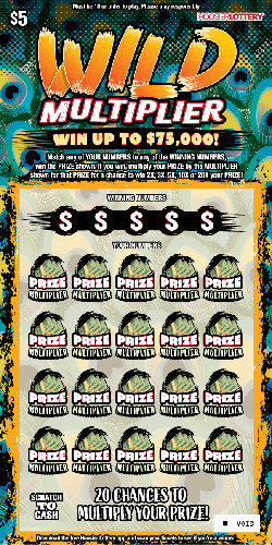 WILD MULTIPLIER scratch-off ticket