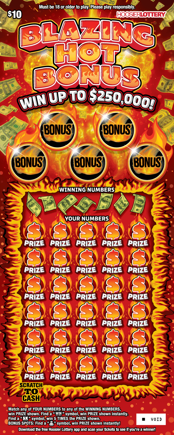 BLAZING HOT BONUS scratch-off ticket