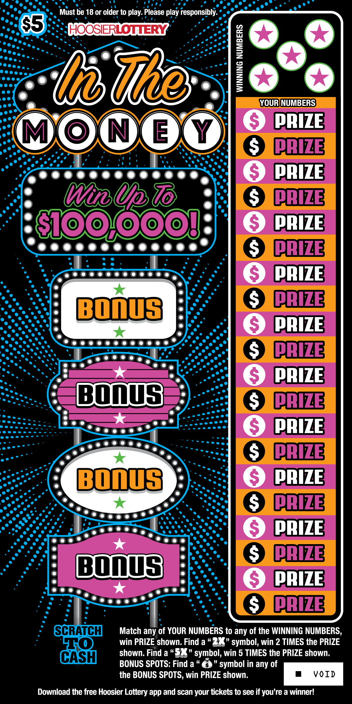 IN THE MONEY scratch-off ticket