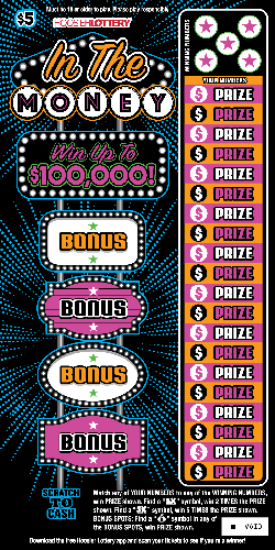 IN THE MONEY scratch-off ticket