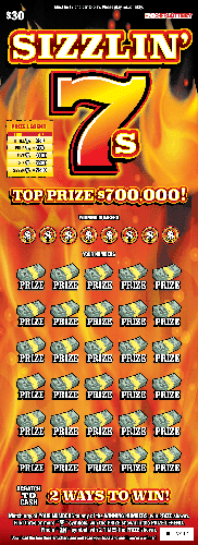 SIZZLIN 7s scratch-off ticket